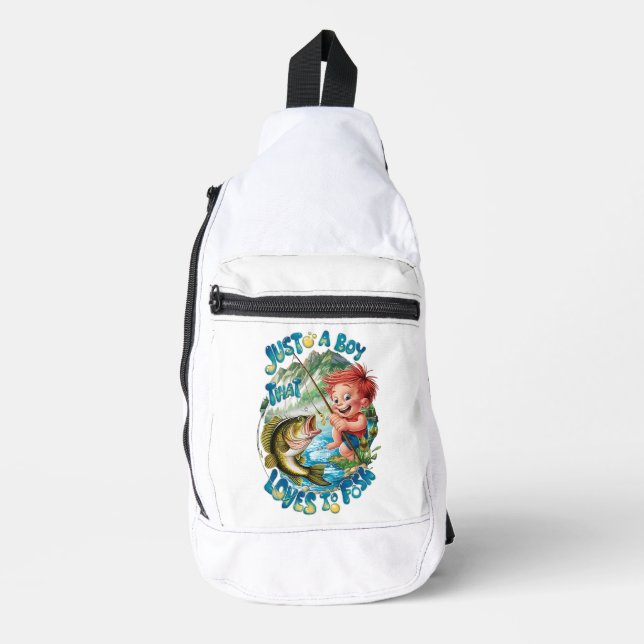 Freudlicher Junge, der in einer Fange reist Crossbody Bag (Vorderseite)