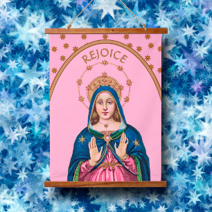 Freue dich! (Latein: Gaudete!) Oberer Torso BVM Ad Wandteppich Mit Holzrahmen