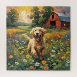 Freuen Golden Retriever auf der Ranch