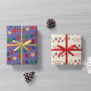Freuen Retro Weihnachtsschmuck Brauch Geschenkpapier Set