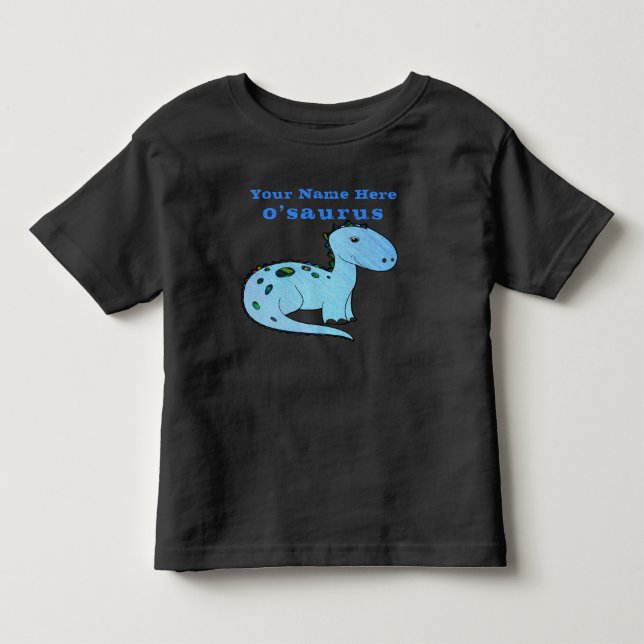 Freuen Sie sich auf Blue Dinosaurier mit Kindernam Kleinkind T-shirt (Vorderseite)