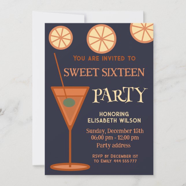 Freuen Sie sich auf coolen Cocktail Party süß 16 Einladung (Vorderseite)