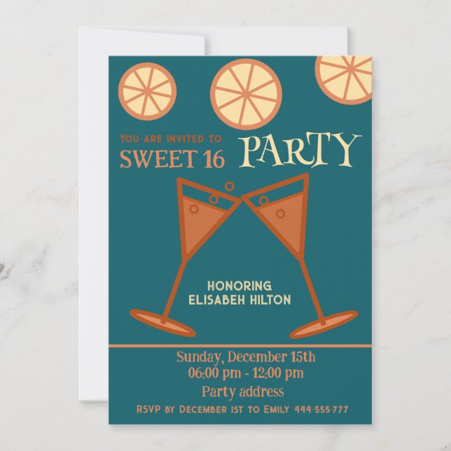 Freuen Sie sich auf cooles 16 Cocktail Party Einladung (Vorderseite)