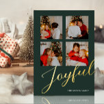 Freuen Sie sich auf das Minimalistische Green Gold Folien Feiertagskarte<br><div class="desc">Freuen Sie sich auf die moderne Minimalistische Green Gold Script Foto Real Foil Holiday Card. Mit dieser festlichen und modernen Foil Holiday Card senden Sie Ihren Lieben einen Urlaubssalon mit Fotos. Alle Texte sind so vorbereitet,  dass Sie sie einfach und schnell mit Ihren eigenen Details personalisieren können. Gute Ferien!</div>