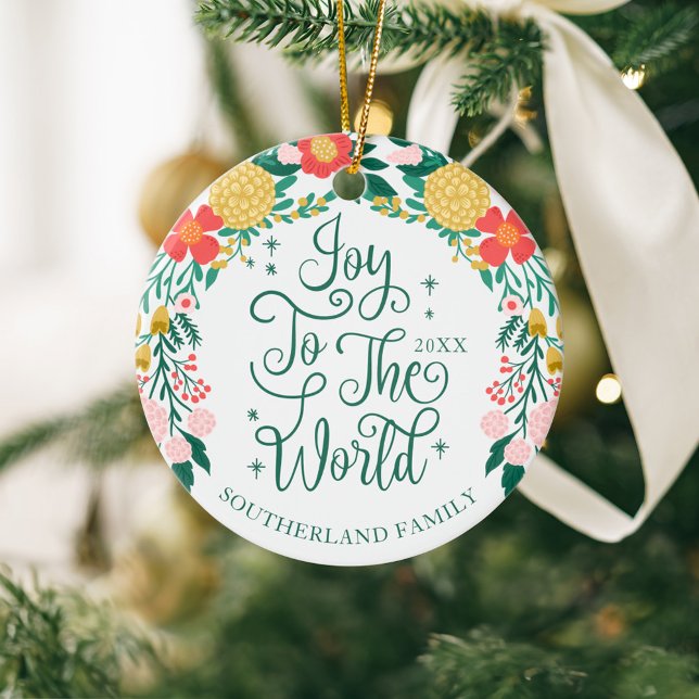 Freuen Sie sich auf den Blumengarten mit eleganten Keramik Ornament (Joy To The World Floral Garden Elegant Photo Frame Ceramic Ornament)