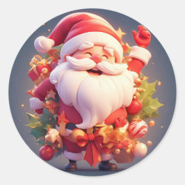 Freuen Sie sich auf den Weihnachtsmann umgeben von Runder Aufkleber