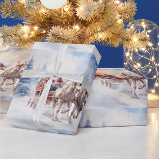 Freuen Sie sich auf die festliche Schlittenfahrt d Geschenkpapier