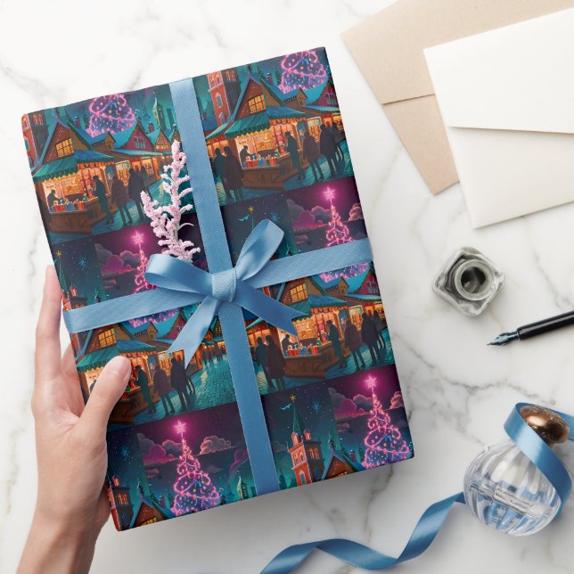 Freuen Sie sich auf die Weihnachtsszene Geschenkpapier (Schenken)