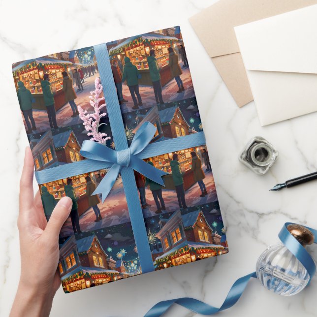 Freuen Sie sich auf die Weihnachtsszene Geschenkpapier (Schenken)
