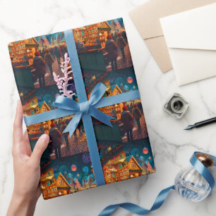 Freuen Sie sich auf die Weihnachtsszene Geschenkpapier