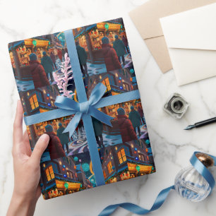Freuen Sie sich auf die Weihnachtsszene Geschenkpapier
