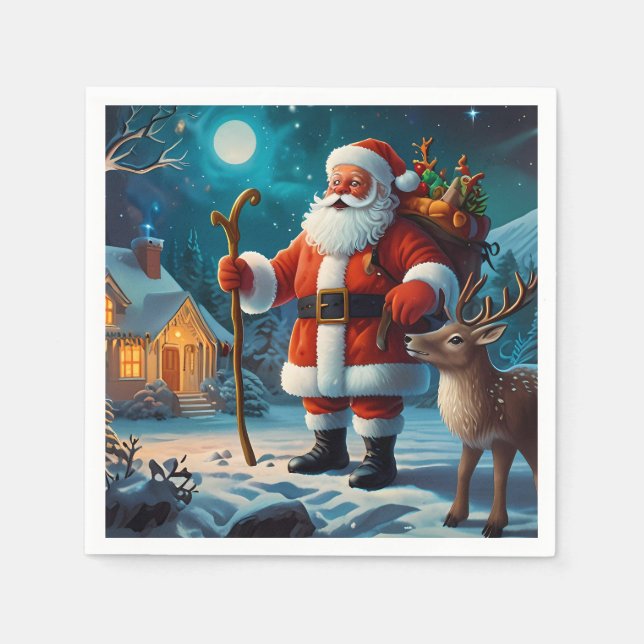 Freuen Sie sich auf die Weihnachtsszene Serviette (Vorderseite)