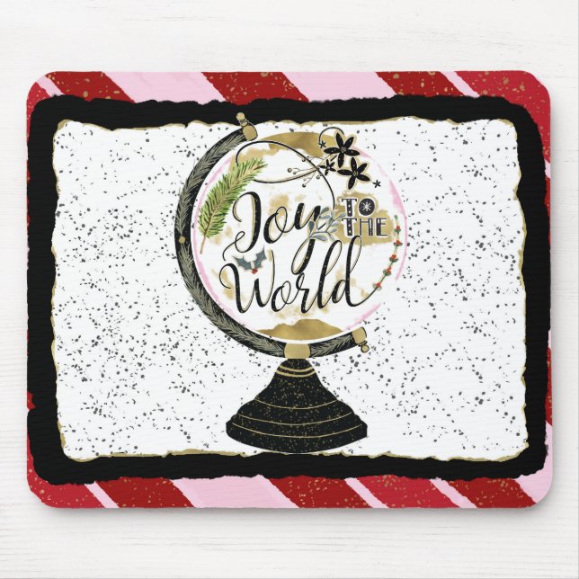 Freuen Sie sich auf die Welt - Rosa und Rote Strei Mousepad (Vorne)