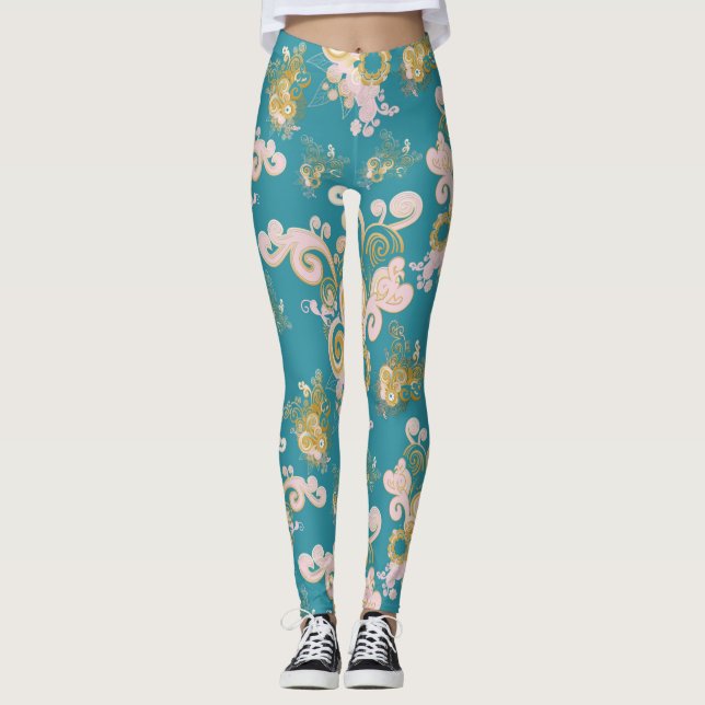 Freuen Sie sich auf ein abstraktes Blume-Blätterde Leggings (Vorderseite)