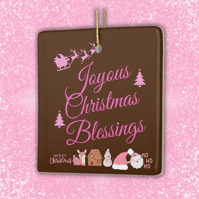 Freuen Sie sich auf fröhliche Weihnachts-Segnungen Keramikornament (Von Creator hochgeladen)