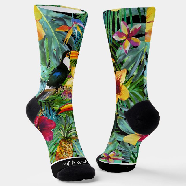 Freuen Sie sich auf individuelle tropische Flora-T Socken (Gewinkelt)