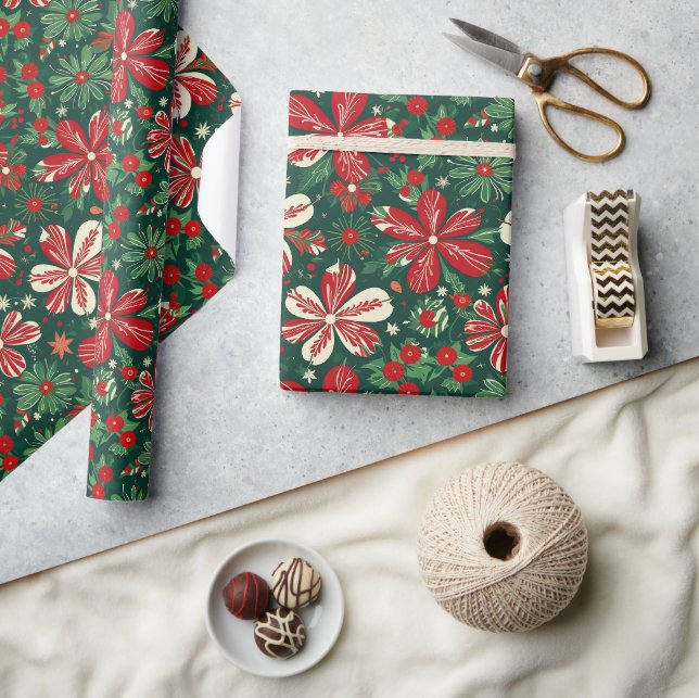 Freuen Sie sich auf Weihnachten-Blume und Sterne Geschenkpapier (Kunsthandwerk)