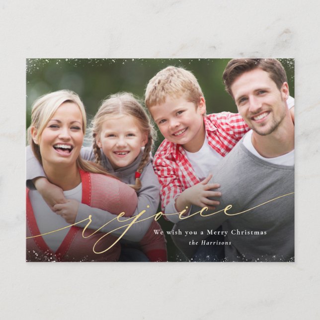 Freuen Sie sich auf Weihnachten Foto Imitats Gold  Postkarte (Vorderseite)