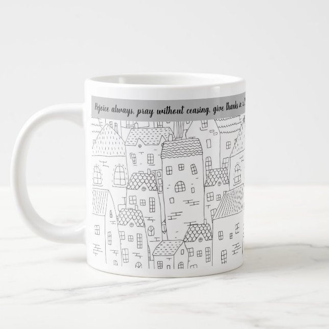 Freuen Sie sich immer Schwarz-weiß Village 20 oz T Jumbo-Tasse (Links)
