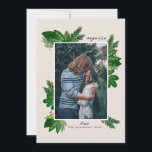 Freuen Sie sich. Winterblumenkiefer / Religiöse We Feiertagskarte<br><div class="desc">"Freuen" Religiöse Weihnachtsfotokarte mit Kiefer und Blumengrün für den Winterurlaub. Bitte kontaktieren Sie mich,  wenn Sie weitere Informationen benötigen.</div>