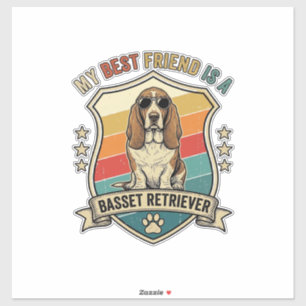 Freund Basset Retriever Hund Sonnenbrille Retro Sc Aufkleber