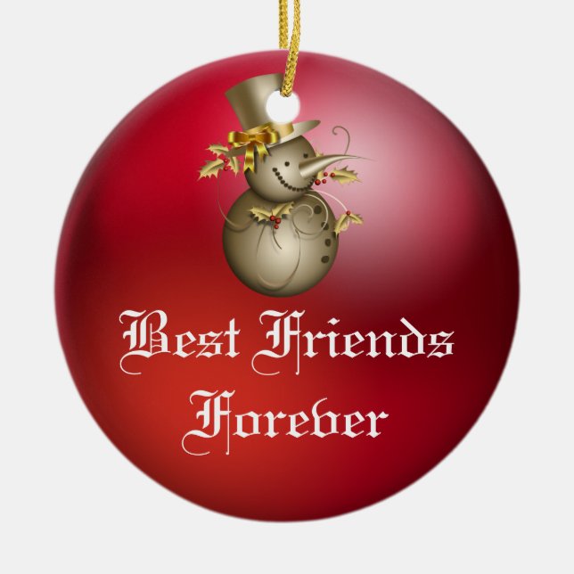 Freund-für immer Herz-Weihnachtsverzierung Keramik Ornament (Vorne)