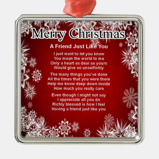 Freund-Gedicht - Weihnachtsentwurf Ornament Aus Metall (Vorne)