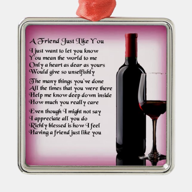 Freund-Gedicht - Wein-Entwurf Ornament Aus Metall (Vorne)