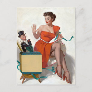 Freund in der Schachtel Pin Up Postkarte