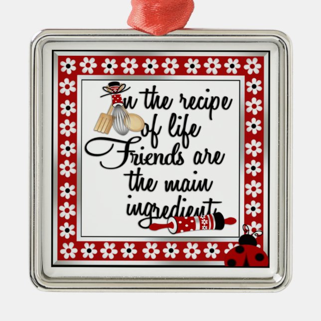 Freund-Küchen-Verzierung Silbernes Ornament (Vorne)