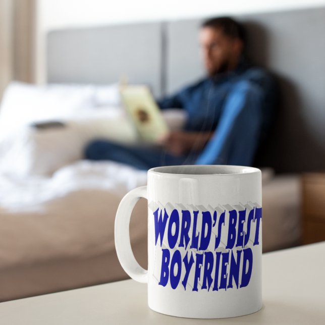 Freund mit blauer Halbtypografie Kaffeetasse (Von Creator hochgeladen)