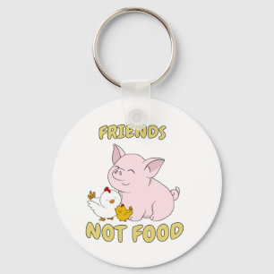 Freund-nicht Nahrung - niedliches Schwein und Huhn Schlüsselanhänger