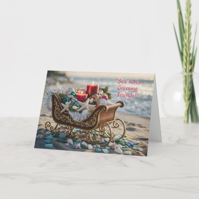 Freund oder Freunde Weihnachtsferien Ozean Strand  Karte (Vorderseite)