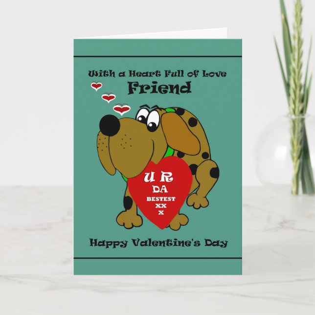 Freund - Valentine / Cartoon Dog Feiertagskarte (Vorderseite)
