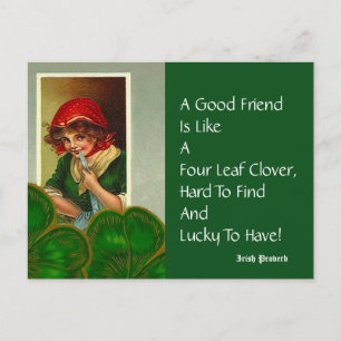 Freund Vier-Blatt-Proverb St. Patricks Day Postkar Postkarte
