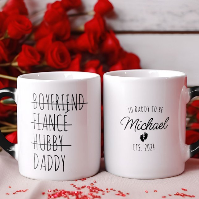 Freund von Daddy Pregnancy Personalisiert Verwandlungstasse (Boyfriend to Daddy Pregnancy Reveal Personalized Magic Mug)