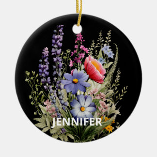 Freunde anpassen von Wildblumen auf schwarz Keramik Ornament