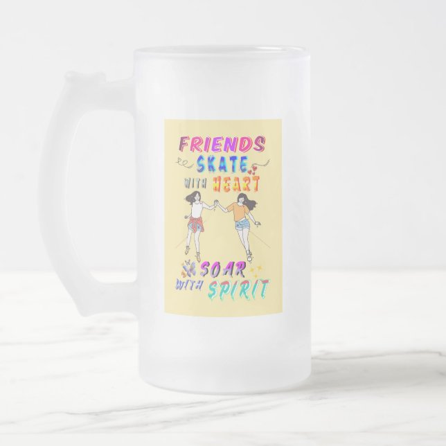 Freunde Barware Skate mit Herz, fliege mit Geist Mattglas Bierglas (Links)