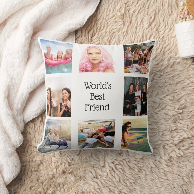 Freunde BESTE FREUNDIN Foto Collage weiß Kissen (Decke)