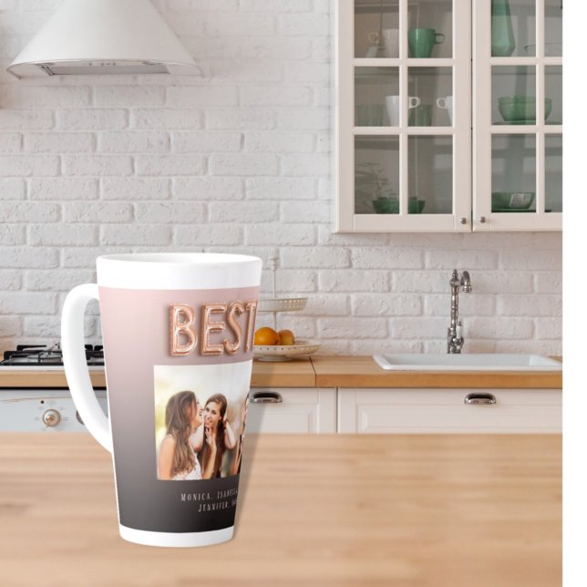 Freunde besties Black Brown Foto Rose Gold Milchtasse (Von Creator hochgeladen)