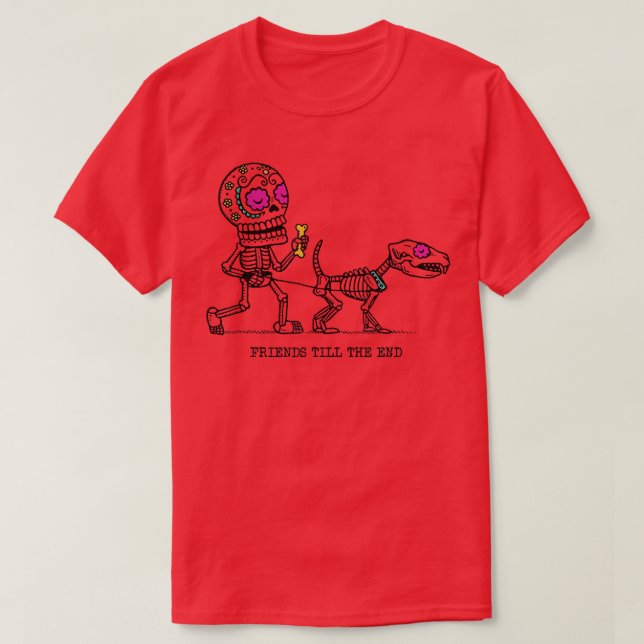 Freunde bis zum Ende Skelettlauf zu Tode T-Shirt (Design vorne)