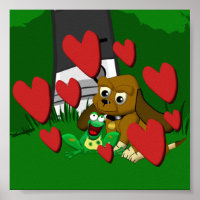 Freunde Cartoon Beagle Hund und Frosch mit Herzen