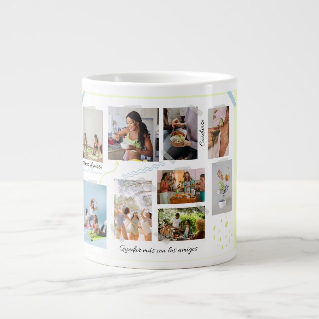 Freunde-Collage-Tasse | Personalisierte Erinnerung Jumbo-Tasse (Vorderseite)