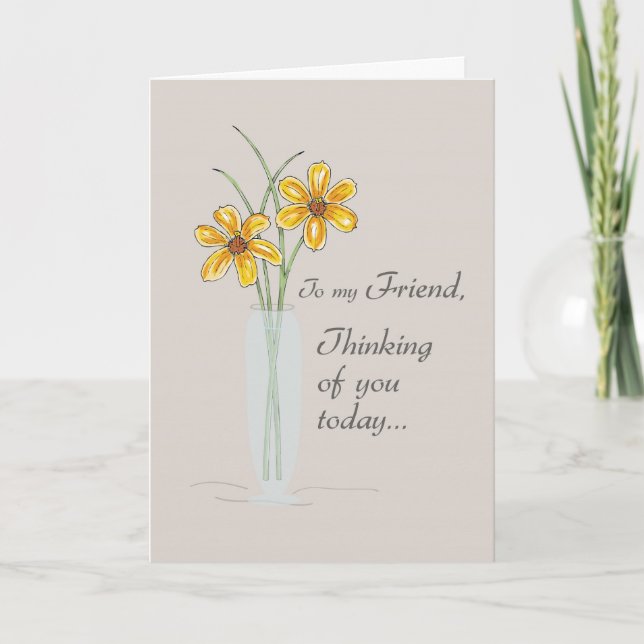 Freunde, denken Sie an zwei Blume Vase Karte (Vorderseite)