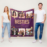 Freunde der lila Rose Goldstars Foto Collage Fleecedecke<br><div class="desc">Eine Collage von 6 Ihrer hochwertigen Fotos Ihrer Freunde. Personalisieren Sie Ihre Namen und fügen Sie sie hinzu. Goldener Text. Eine schicke,  weibliche lila Hintergrundfarbe. Die lila Hintergrundfarbe ist ungleichmäßig. Das Wort besties ist geschrieben mit Rose Gold Ballon Schriftart. Dekoriert mit Imitaten,  die goldene Sterne tropfen.</div>