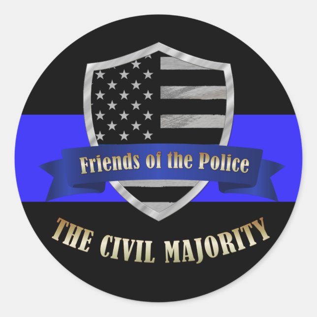 Freunde der Police Thin Blue Line Runder Aufkleber (Vorderseite)