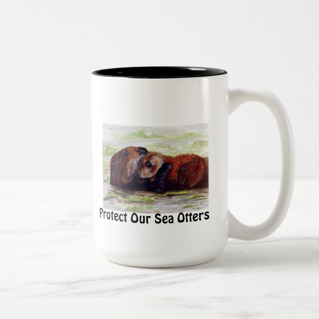 Freunde der Seeotter-Tasse Zweifarbige Tasse (Rechts)