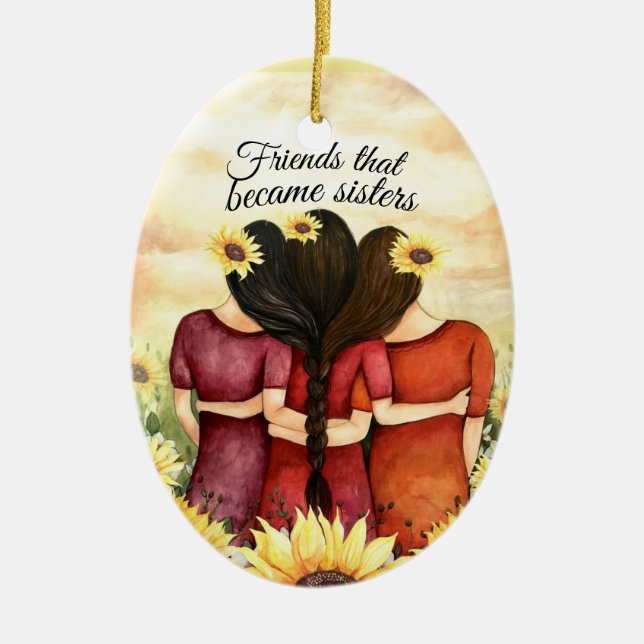 Freunde der Sonnenblume-drei, die Schwestern Keramik Ornament (Vorne)