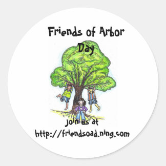 Freunde des Arbor Day Aufklebers Runder Aufkleber