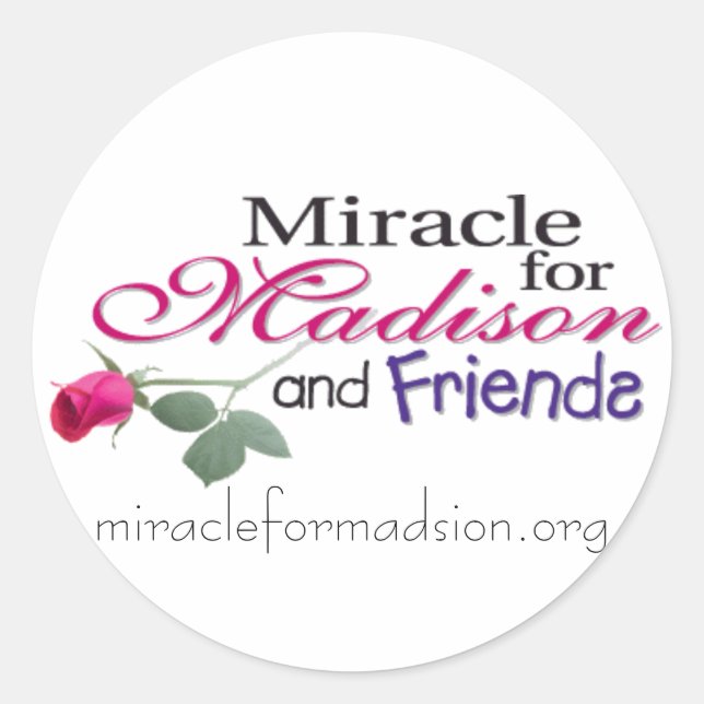 Freunde des Madisons, miracleformadsion.org Runder Aufkleber (Vorderseite)